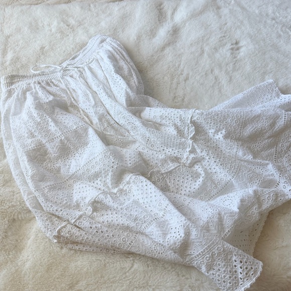 Lucky Brand White Eyelet Tiered Midi Skirt Size M Boho Cottagecore - Picture 6 of 15
